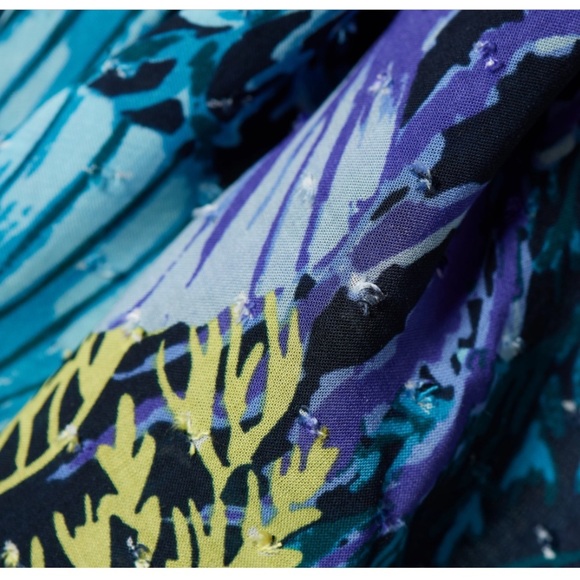 J JASÓN WU Printed Clíp Dot Scarf In Marine Blue - Picture 3 of 12